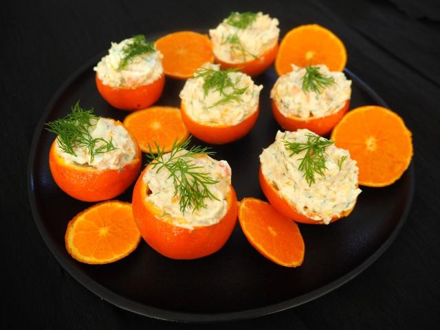 Mandarynki nadziewane krewetkami i serkiem kremowym